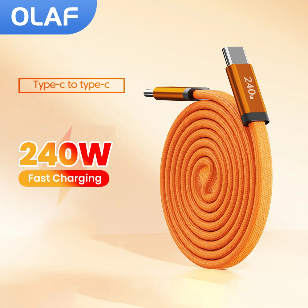 Cabo Magnético Plano de 240W para Transferência de Dados em Alta Velocidade, Cabo USB C Tipo C para Tipo C, Cabo de Carregamento Rápido para iPhone 15 16 17 Samsung