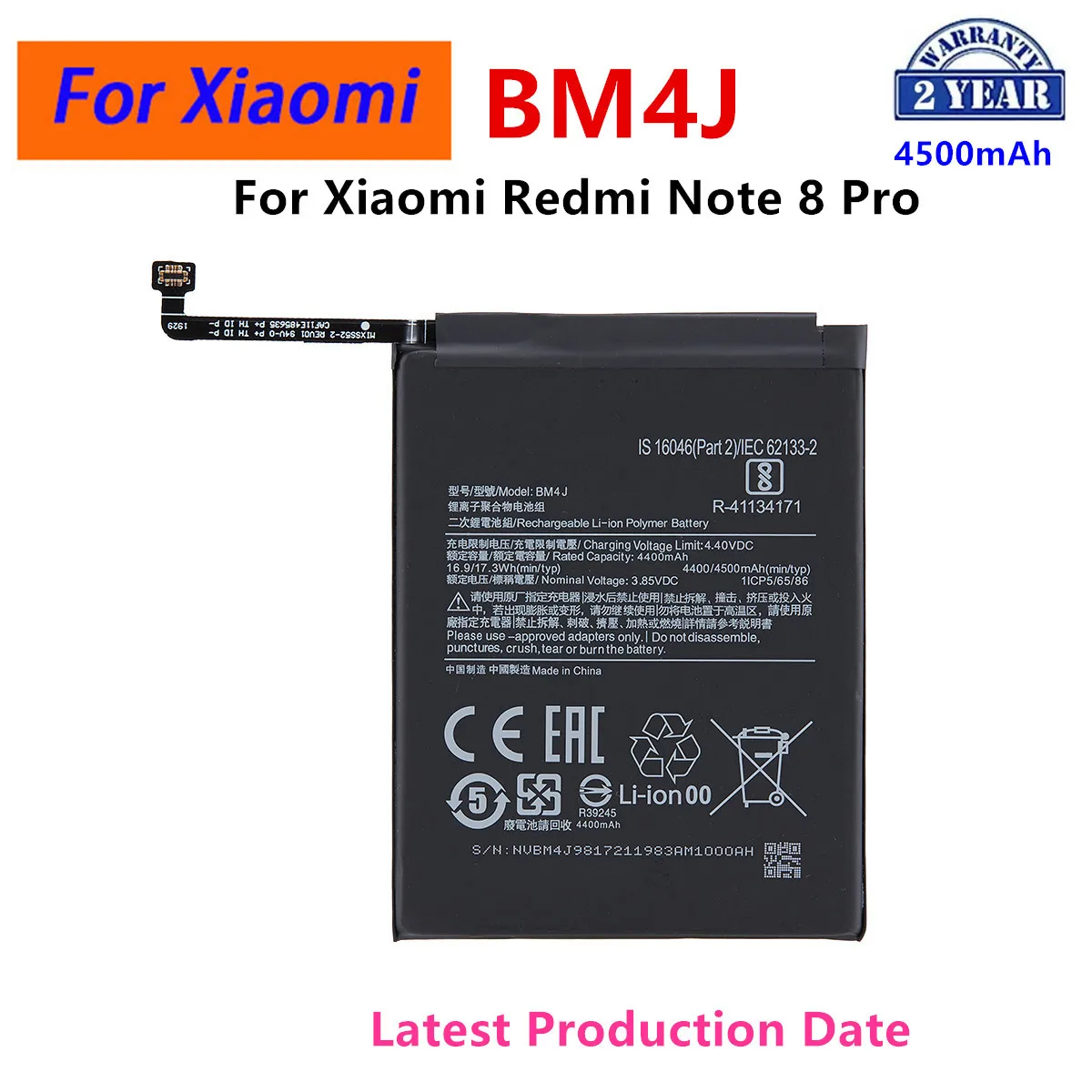 

100% Orginal BM4J 4500mAh Battery For Xiaomi Redmi Note 8 Pro Note8 Pro High Quality Phone Replacement Batteries