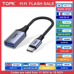 TOPK A10 USB C to USB A dapter OTG Cable Type C Male to USB 3.0 2.0 Female Cable Adapter for MacBook Pro Samsung Type-C Adapter