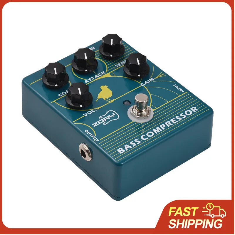 Pedal de Efecto de Bajo ZORY Compressor para Bajo Eléctrico, Pedal de Amplificador de Bajo, True Bypass, DC 9V, Interfaz de Entrada/Salida de 6.35mm
