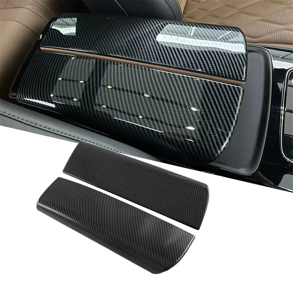 Car Central Console Armrest Box Trim Cover Decoration Carbon Fiber Look for TANG