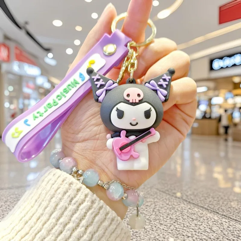 New Music Party Sanrio Hello Kitty Portachiavi Cartoon Melody Ragazzi e ragazze Zaino Ciondolo Portachiavi per auto con bambola carina