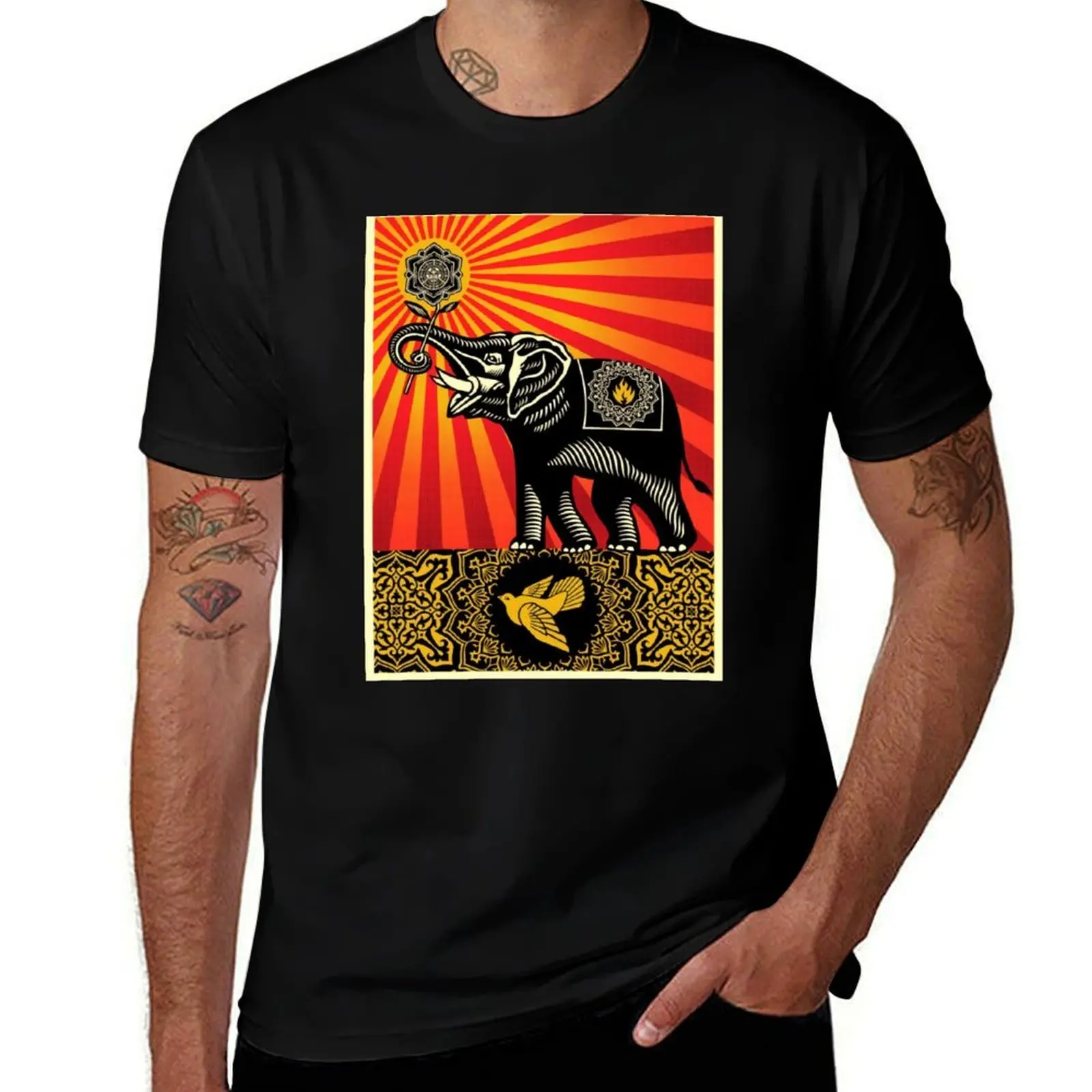 Shepard Fairey Elephant T-Shirt Plus Size Non-Shrink T-Shirt
