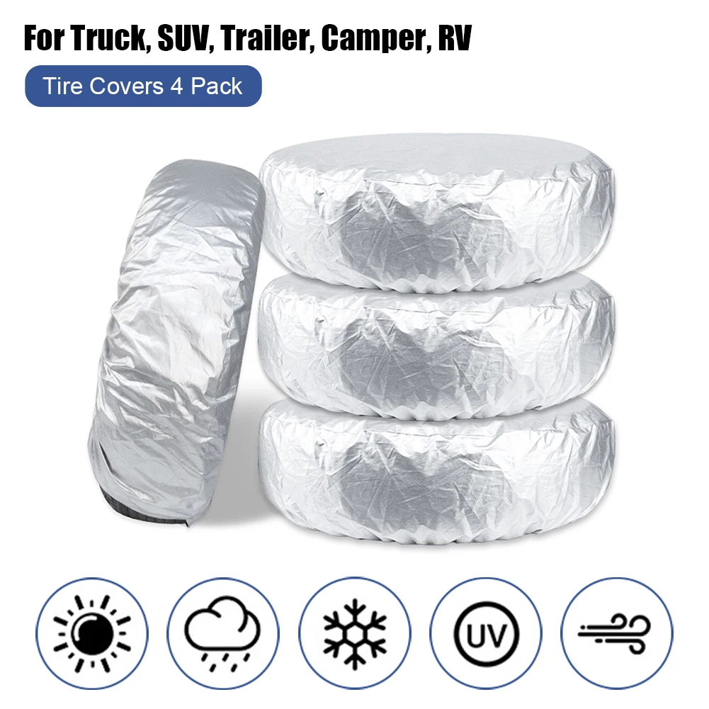 Rv Tire Covers Travel Trailer Camper Truck SUV Motorhome Waterproof Wheel Cover Sun Rain Snow Protector Fit 27-32 Inch Tire