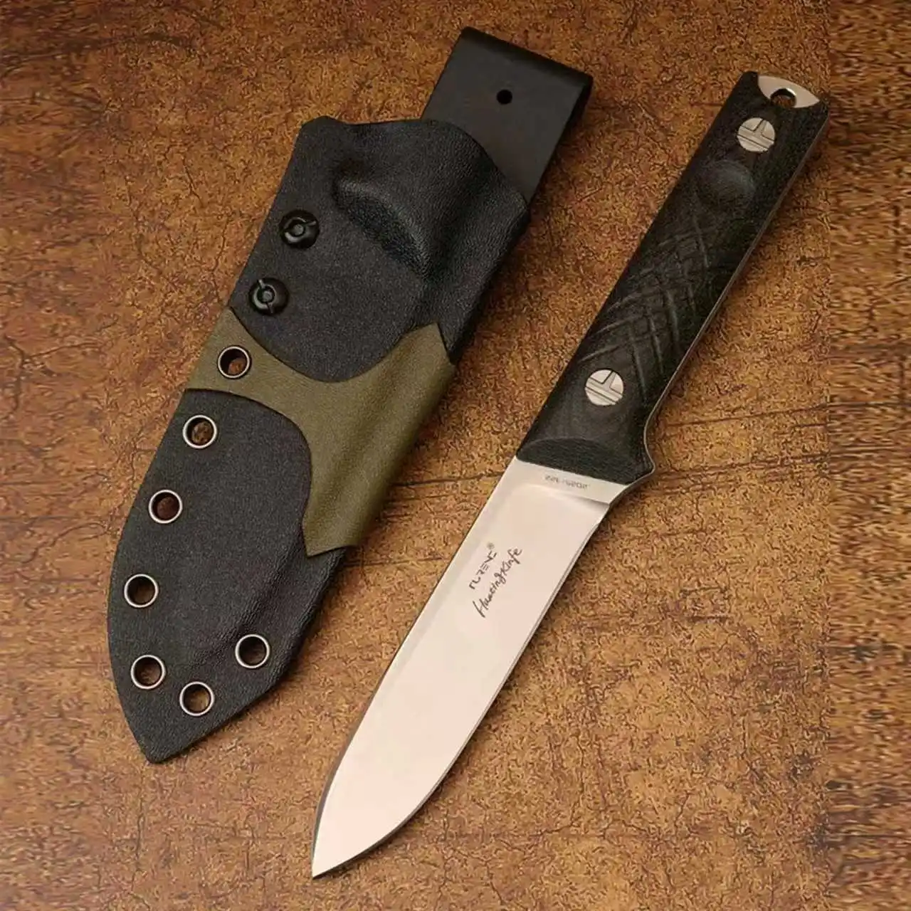 DC53 Fixed Knife 60-62HRC, Outdoor Camping Bushcraft Tool, Black Micarta Handle, K Sheath, Fire Starter, Gift Box view 6