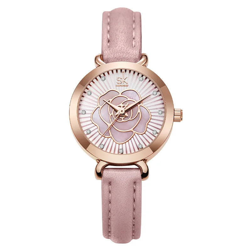 SKWomen-reloj de cuarzo para mujer, accesorio femenino de nicho, resistente al agua, de alta calidad, con correa de rosa, de Shenzhen, en vivo, Broadcast0148