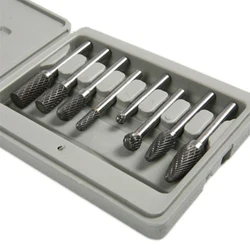 8Pcs Set Double Cut Carbide Rotary Burrs Bit CNC Engraving 1/4