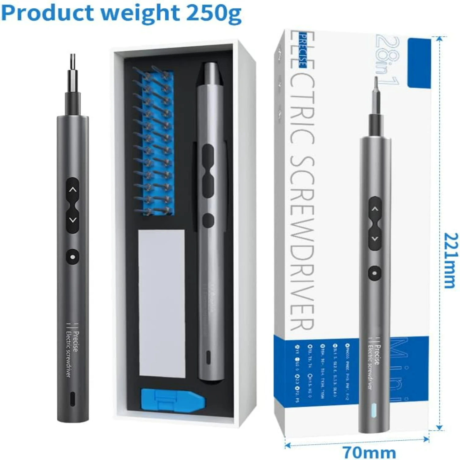 Compact and Versatile Cordless Precision Power Screwdriver Set with Mini LED Lights and Mat - 62 in 1 - Includes 48 Bits for Pho