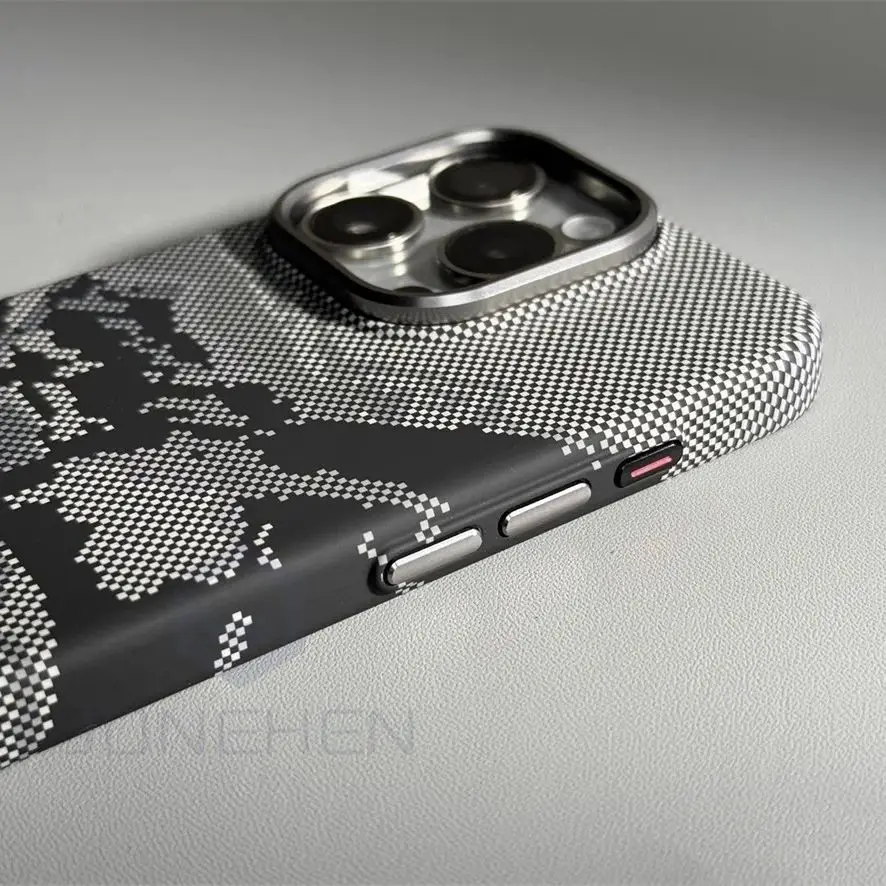 For Magsafe 3D Relief Rivers Carbon Fibre Pattern Case For iPhone 14 15 Pro Max 15pro Wireless Charge Alloy Lens Hard Slim Cover