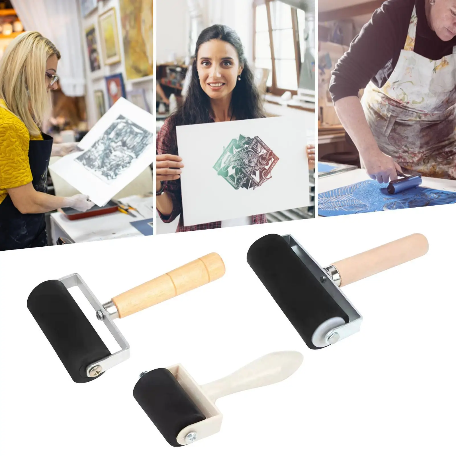 Professional Rubber Roller Brayer Ink Painting Printmaking Roller Art Craft Projects Ink Stamping Transfer Scrapbooking Art Tool