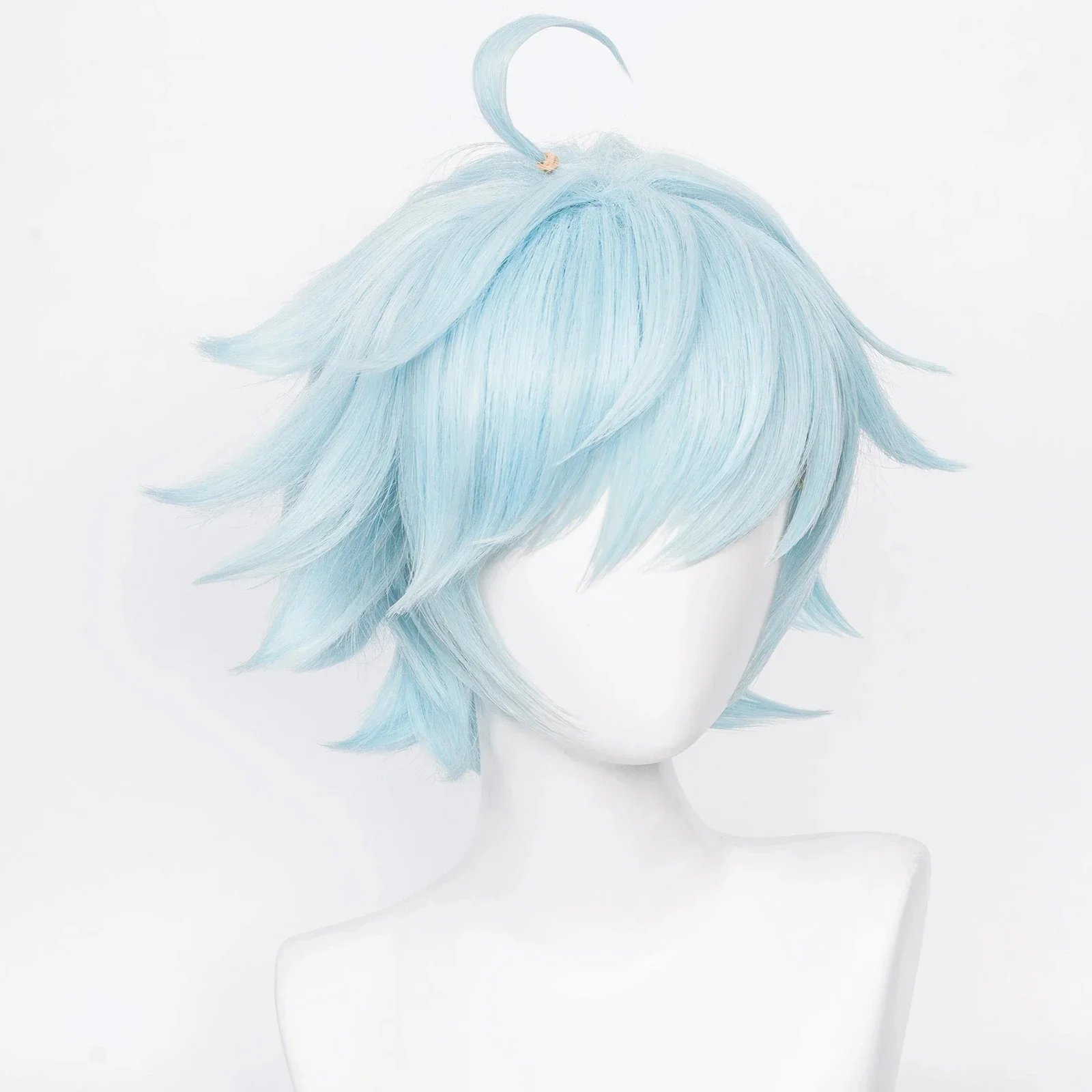 Genshin Impact Chongyun Anime Game Perruque Synthétique Courte, Cheveux Cosplay Bl192., Perruque de Degré de Chaleur pour la ix