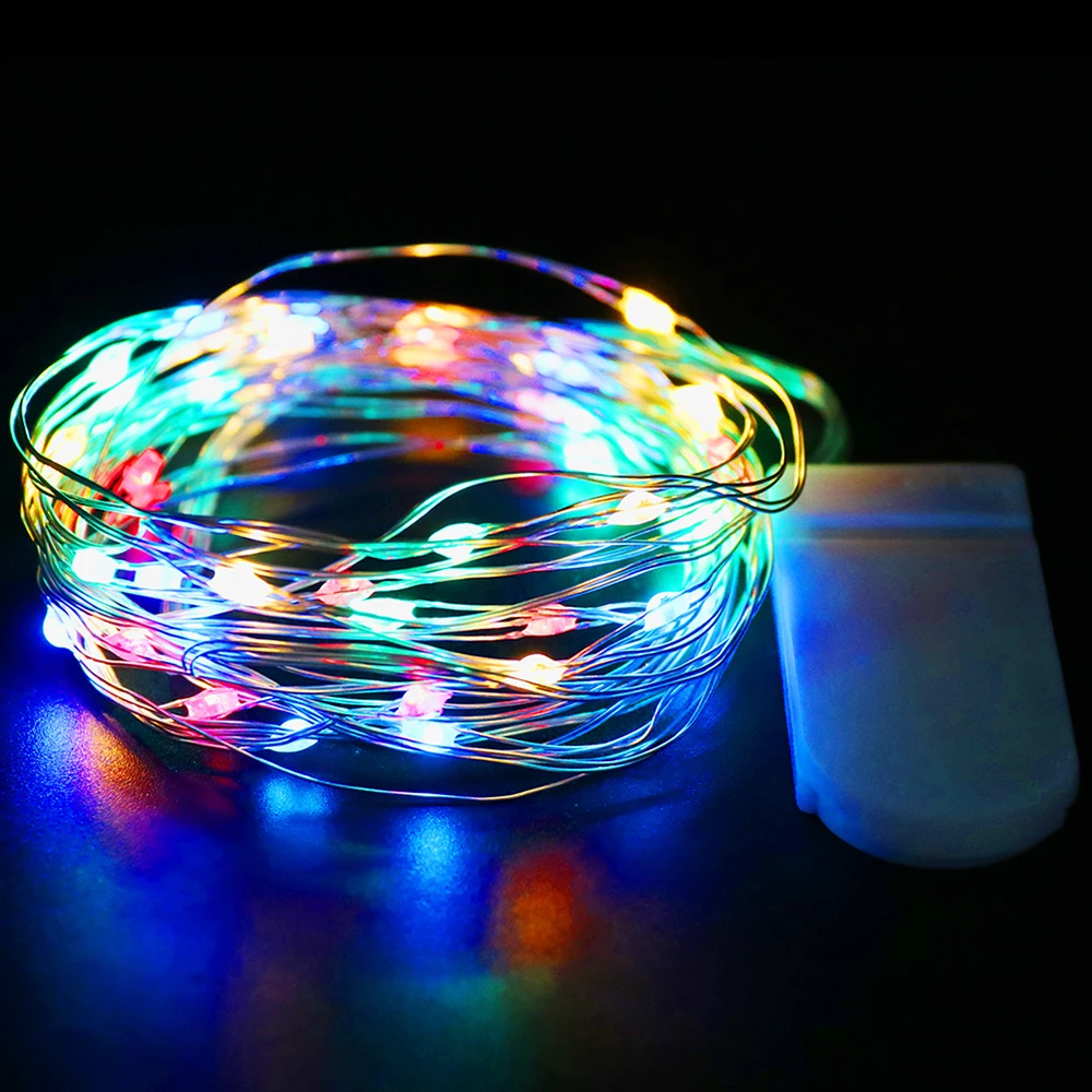 DC 3V Led Fairy Lights Silver Wire Waterproof LED String with Switch for Wedding Christmas Party Garden Bedroom Home Decoration