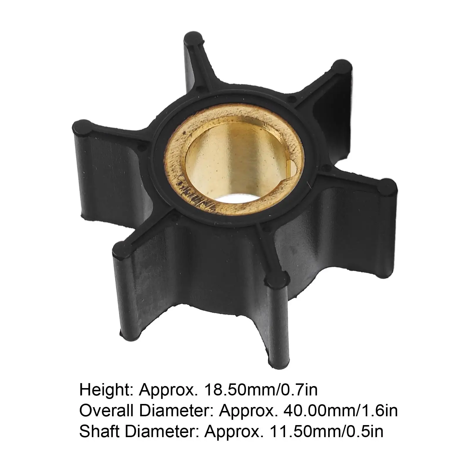 Outboard Water Pump Impeller 3B2-65021-1 M Hardened Copper 11.50mm Shaft Dia 6 Blades Flexible Repair Replacement