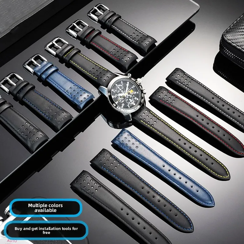 21mm Curved Interface Watch band For Seiko SPORTURA SNAE93J1 SPCO89J1 SNAE87J1 watch strap Men's Arc Cowhide Leather Bracelet