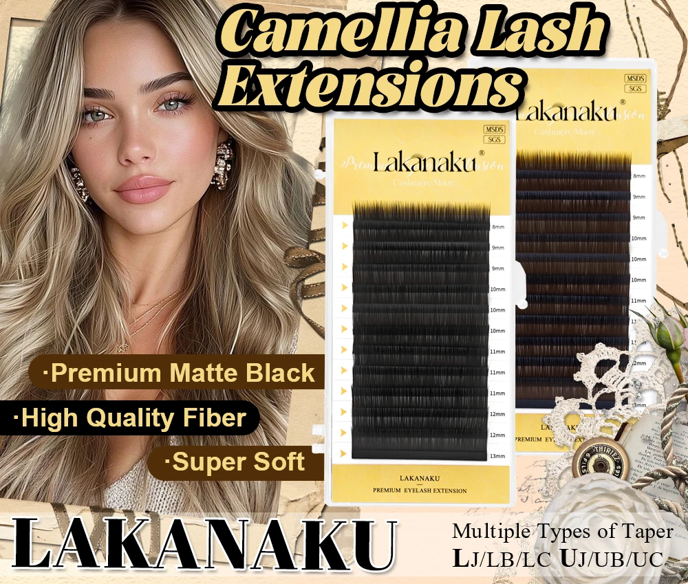 LAKANAKU LB LC LJ CURL Camellia Wimpern Vorgebündelte Wimpernspitzen Wimpern UB UC UJ Camellia Kunstwimpern Russian Volume Wimpern – Detail 1