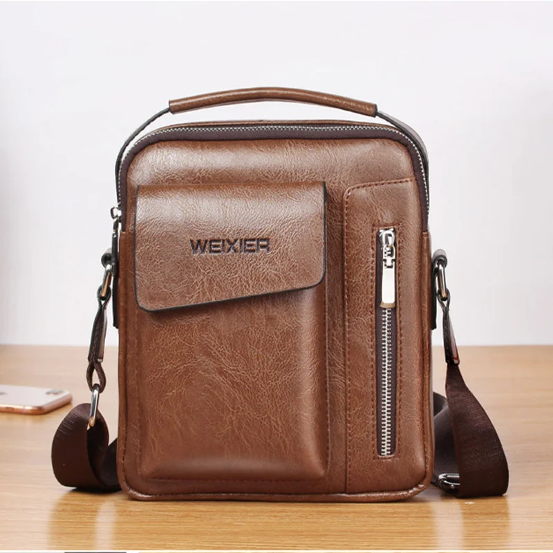 

New Vintage Men's Leather Shoulder Bag Multi-function Crossbody Male Hand Tote bags Large Capacity Messenger For Man