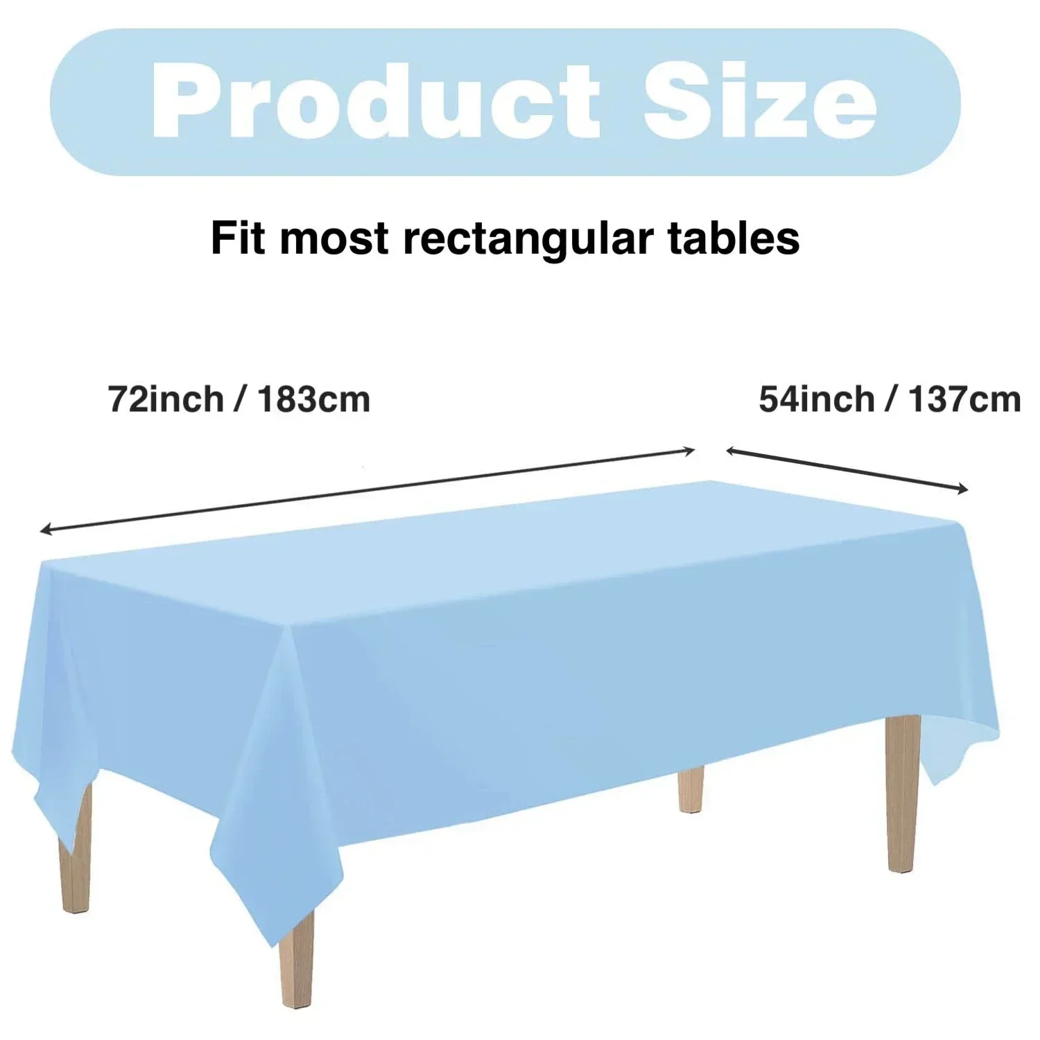 1pc 137*183cm Plastic Disposable Table Cover Rectangle Party Tablecloth Waterproof for Birthday Wedding Christmas New Year Event