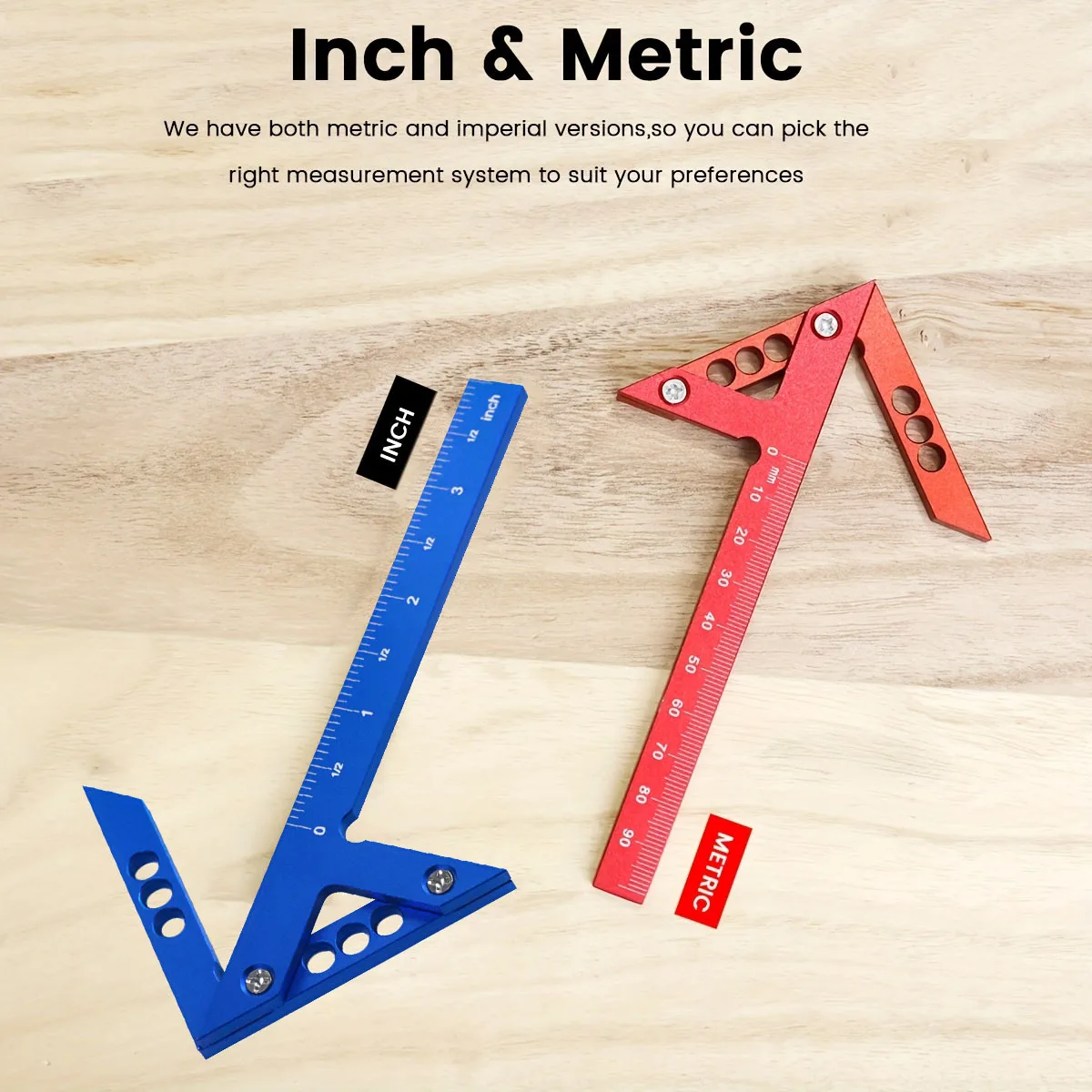 45/90 Degree Right Angle Aluminum Center Scribe Ruler Metal Carpenter Measuring Tool W/ Precise Line Gauge Durable Line Caliber