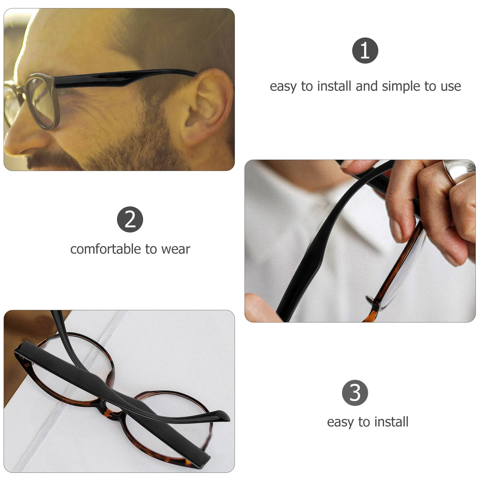 1Pair Glasses Arm Replacement Tr90 Plastic Eyeglass Arm Legs Lightweight Comfortable Glasses Parts Repair Accessories Universal