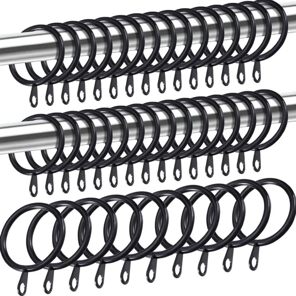 Sturdy Metal Curtain Grommets For Shower Rods Silver Black Smooth Sliding Hooks Drapery Hardware Essential Home Decor