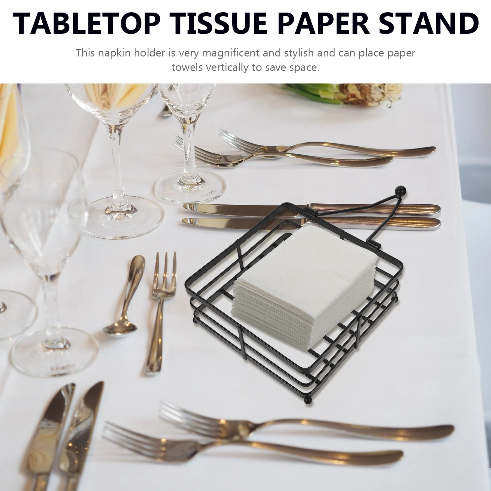 

Creative Hollow Napkin Holder Sturdy Iron Table Flat Storage Dispenser Kitchen Dining Party Guest Bathroom Reusable Metal