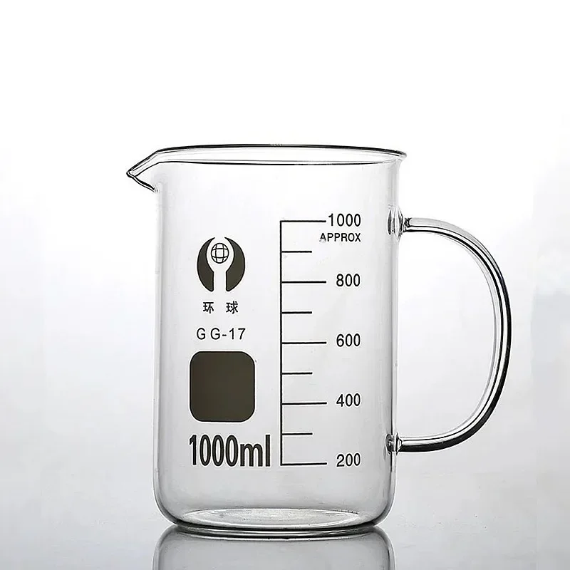 1pcs 50ml100ml 250ml500ml1000mlLab High Borosilicate Glass Beaker with Handle Scale Measuring Cup Laboratory Equipment