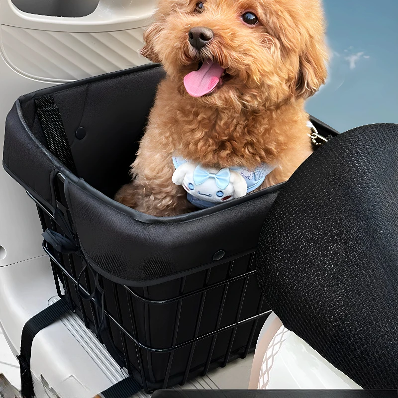 Motorcycle dog seat with cat pet car basket helmet storage box electric bike front foot storage box large capacity