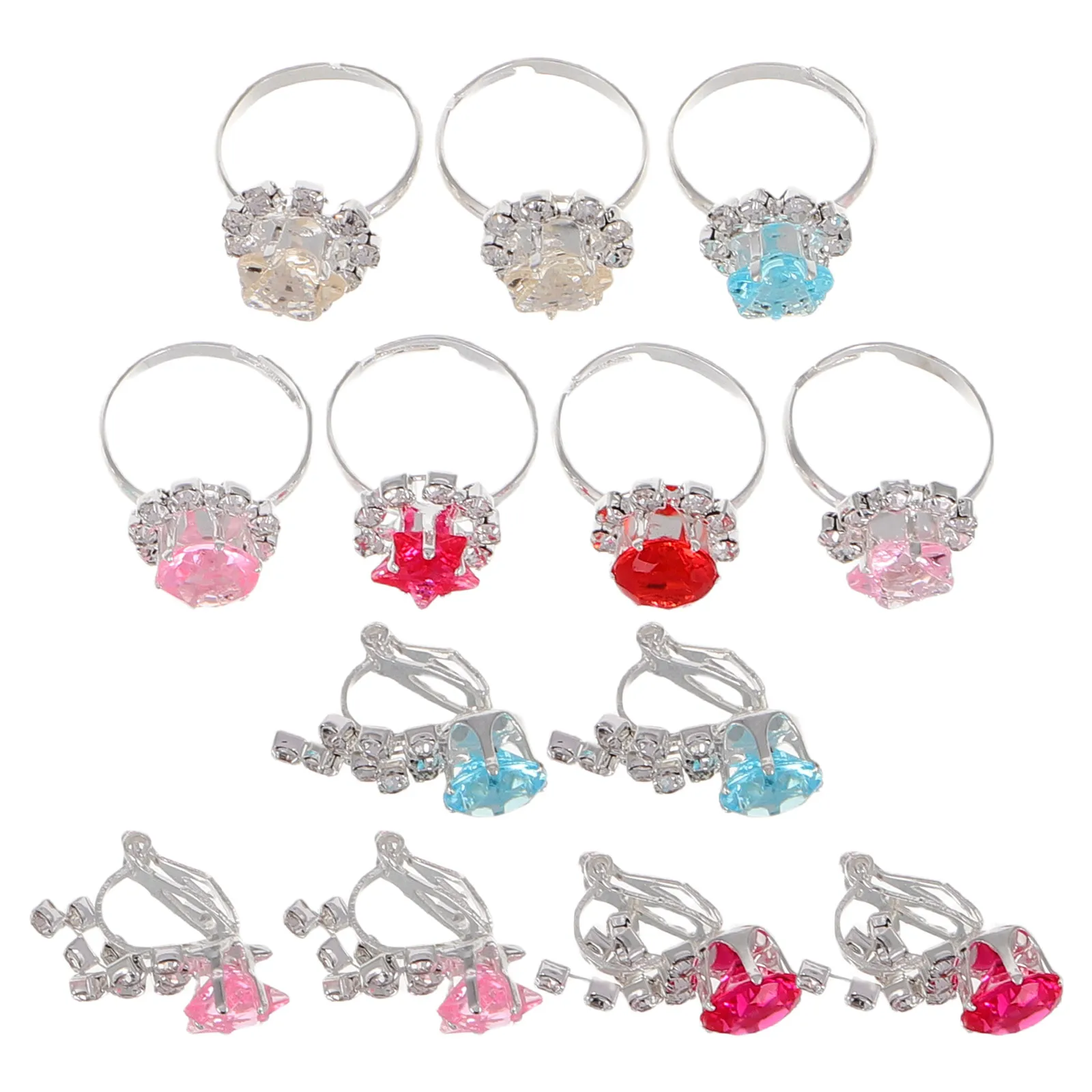 

Children's Jewelry Set Dress up Earrings 10 Piece Girls Plastic Clip on Earings Fancy