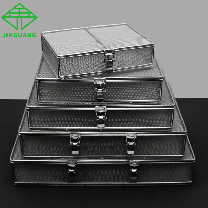 Sterilization Net Basket Sterilizing Basket with Lid Stainless Steel Surgical Operating Instrument Autoclave Disinfection Box