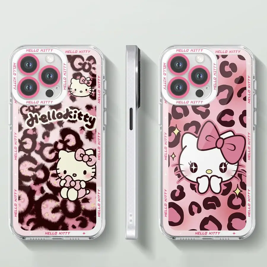 

Прозрачный мягкий чехол Sanrio Hello Kitty для iPhone XR XS 15 14 16 Plus 7 8 SE 13 12 11 Pro Max 16e
