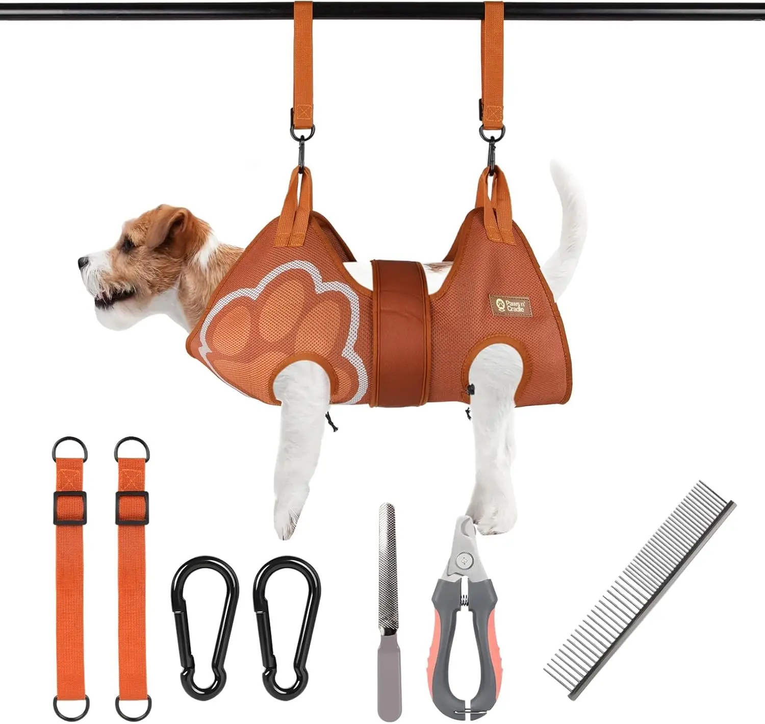 

Dog Grooming Hammo Harn For Dogs & Cats - Complete Kit With Adjustable Leg Fittings, Comb, Nail Cs, File, Strap, Adjustable