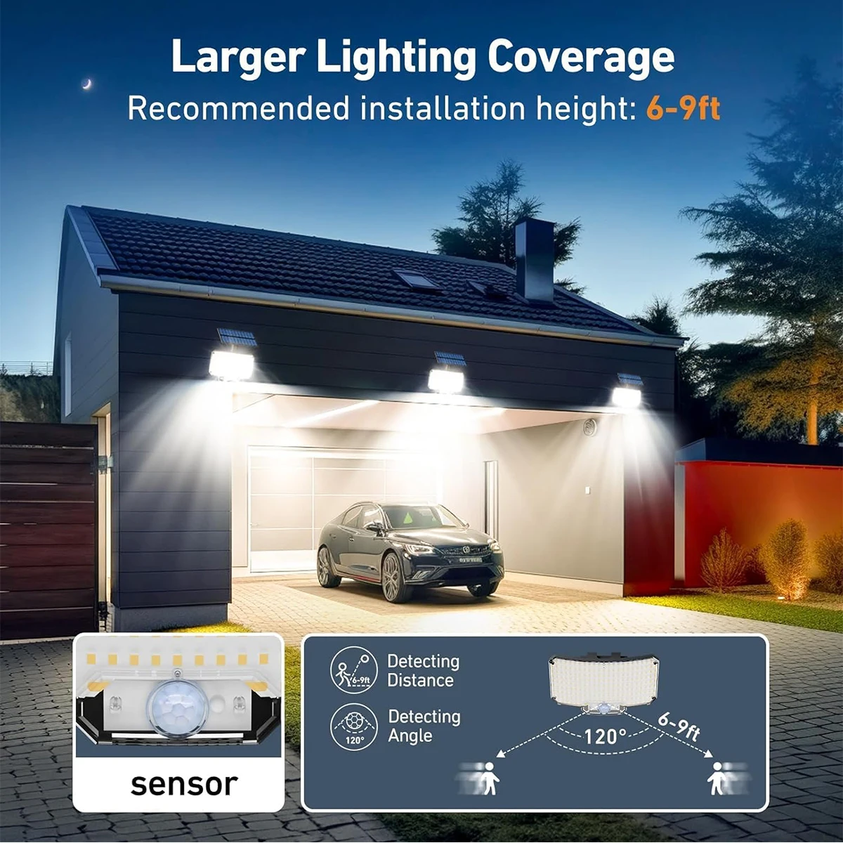 Luci solari per esterni 234LED 3 modalità luci di inondazione con sensore di movimento con luci solari di sicurezza impermeabili IP65 a distanza per