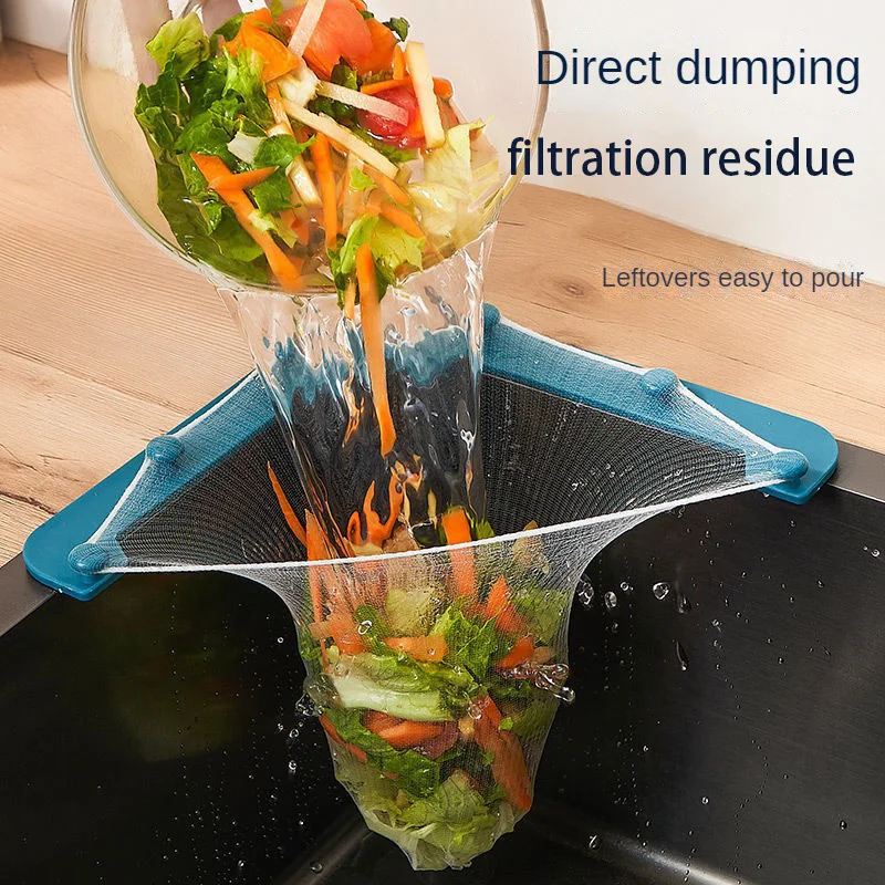 Triangle Drainage Rack Kitchen Sink Leftovers Filter Hanging Net Drain Basket Kitchen Anti-blocking Multifunctional