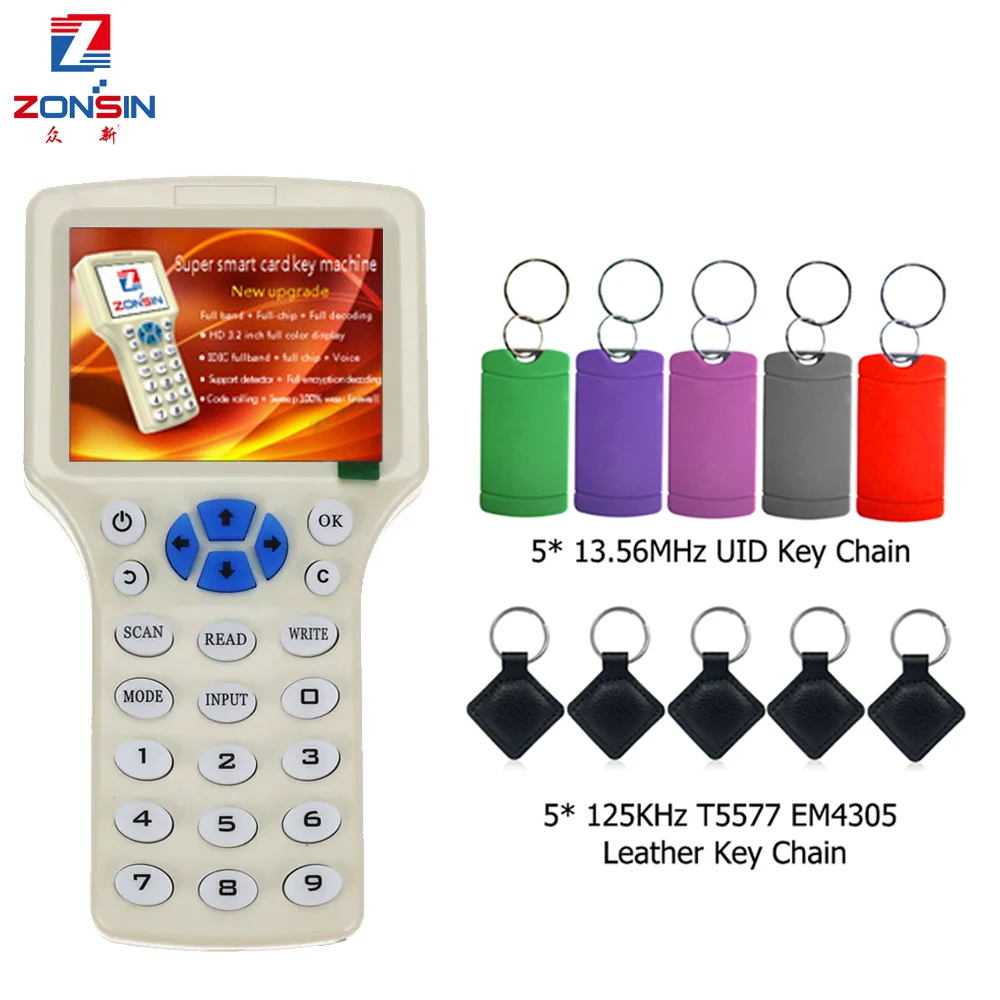 

English Frequency RFID Copier Duplicator 125KHz Key fob NFC Reader Writer 13.56MHz Encrypted Programmer USB UID Copy Card Tag