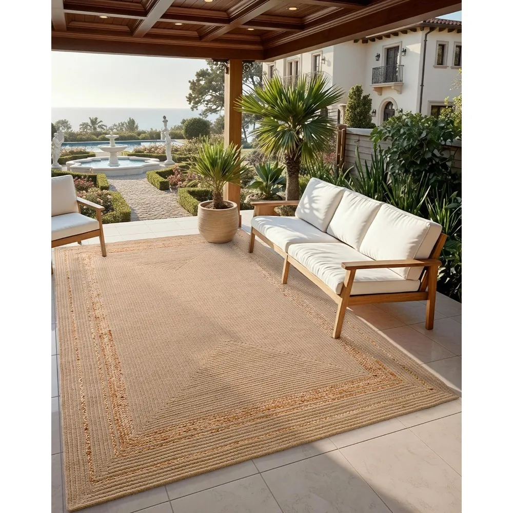 

Jute Rug Natural Fiber 4x6, Braided Woven Area Rugs No Shed, Soft Neutral Rustic Carpet Mat for Indoor Entryway Outdoor Pat