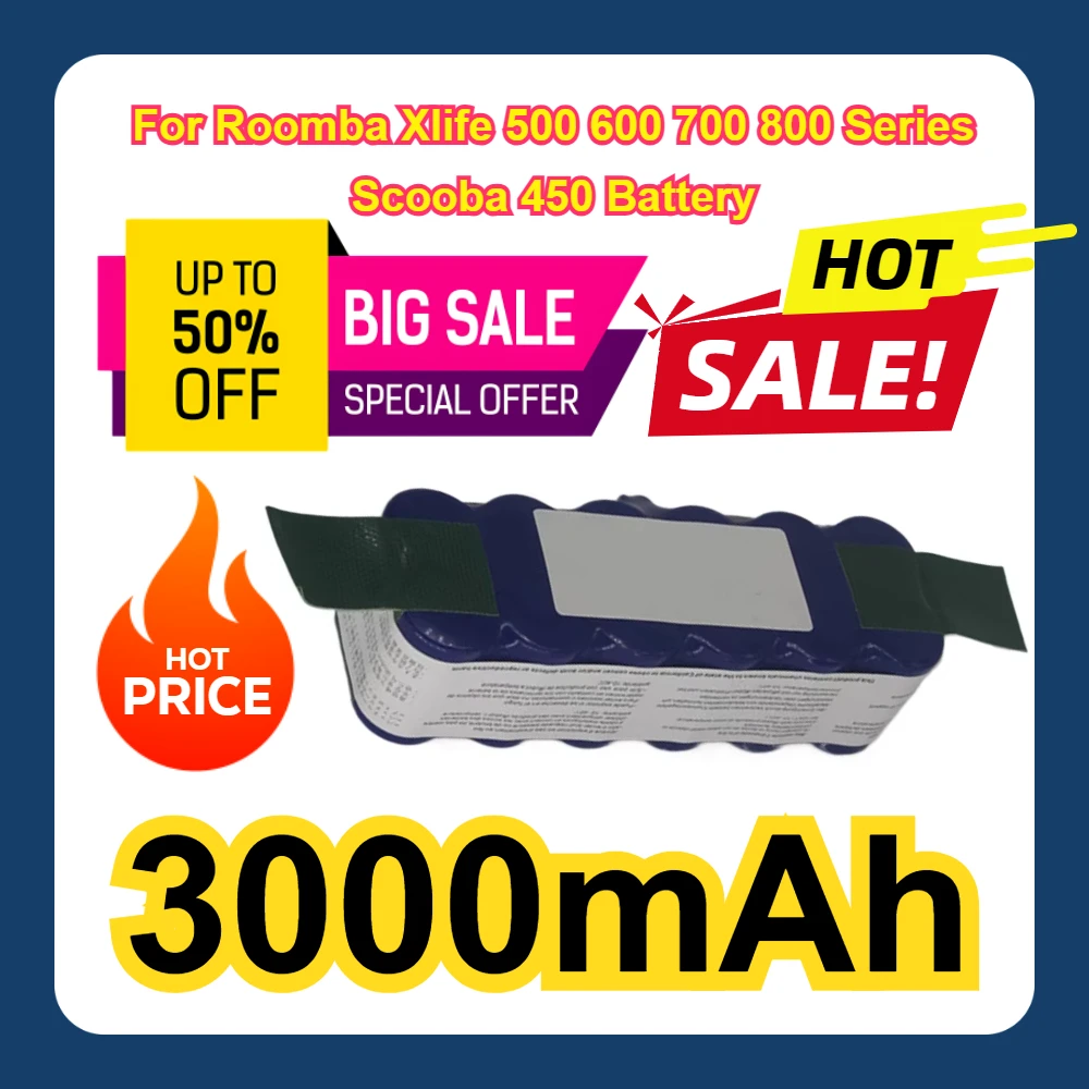 

3000mAh For Roomba Xlife 500 600 700 800 Series Scooba 450 Battery