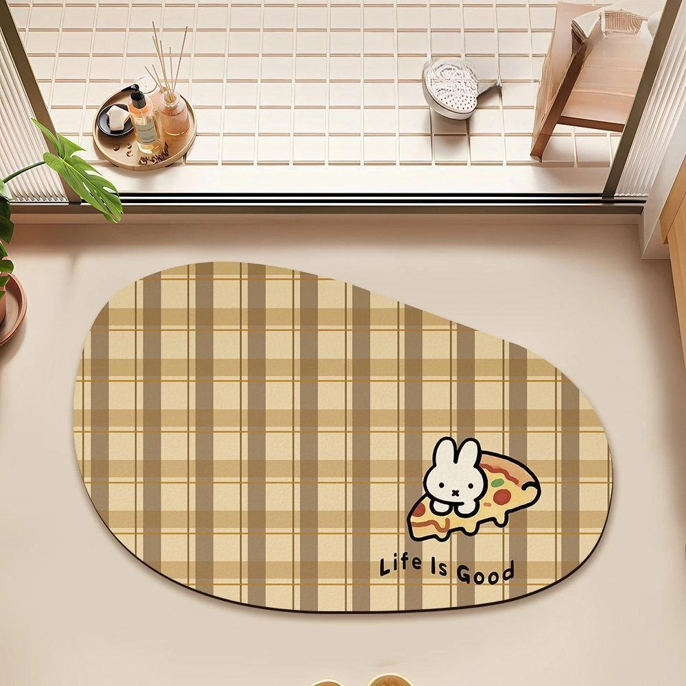 Kawaii Miffy Floor Mat Cute Cartoon Bathroom Floor Mat Made of Silica Gel Anti-slip and Stain-resistant Quick-drying Carpet