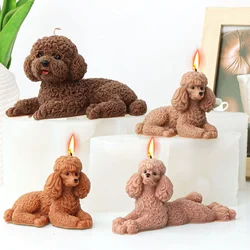 3D Teddy Dog Silicone Vela Molde, Poodle DIY Sabão, 3D Gesso Molde Cubo De Gelo Do Filhote De Animal, Chocolate Fazendo Conjunto, Desk Decor Presente