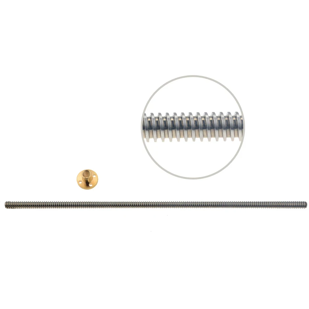 3D Printer T8 Screw THSL-200-8D Trapezoidal Lead Screw Dia 8MM Pitch 2mm Lead 2mm Length 200mm With Copper Nut