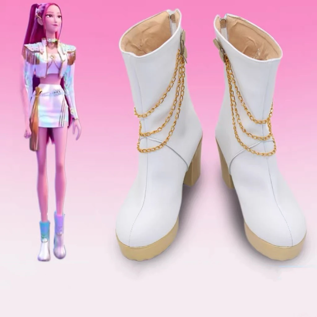Kpop Mira – bottes de Cosplay en cuir blanc, chaussures de carnaval d'halloween, chaussures de jeu de rôle Comic-con