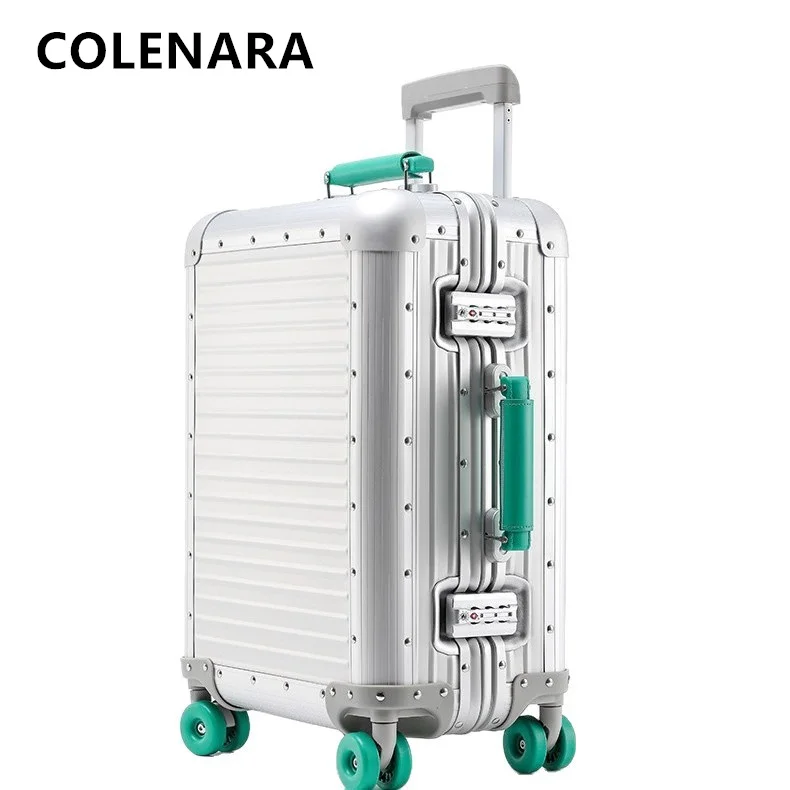 COLENARA Cabin Suitcase All Aluminum Magnesium Alloy Boarding Box Business Trolley Case 20