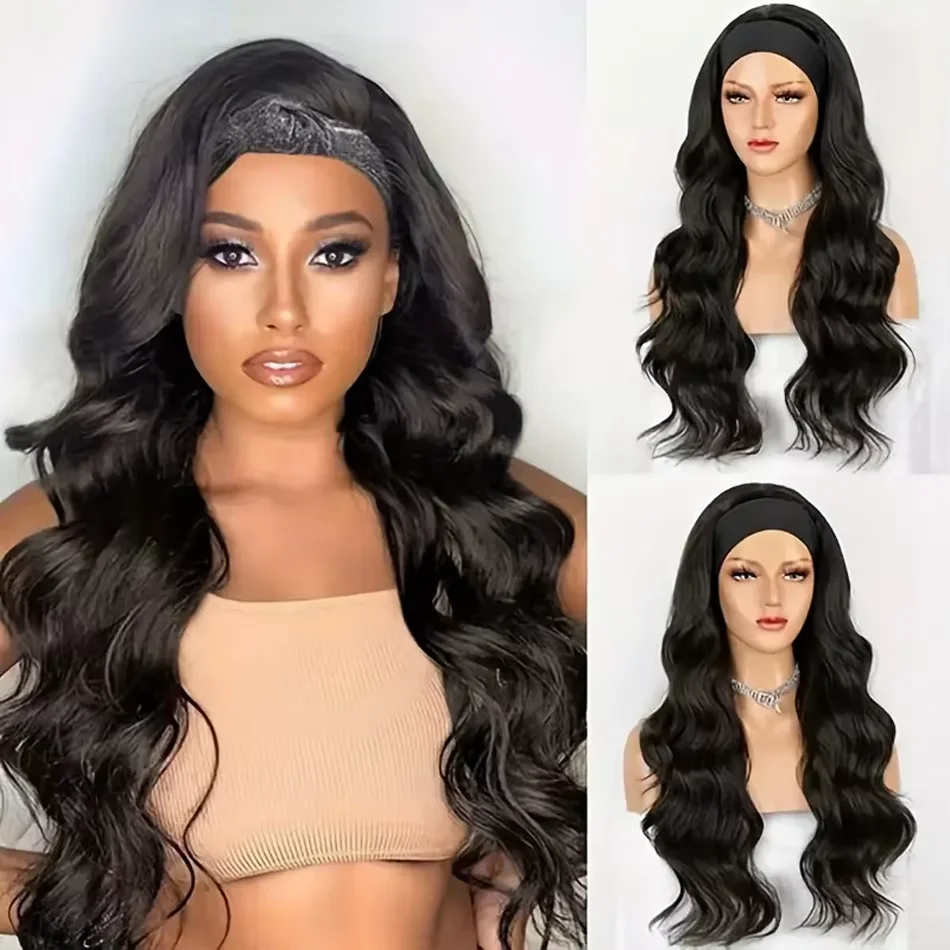 Headband Human Hair Wigs Body Wave Remy Malaysians Wigs For Black Women Cheap 200% Density Machine Made Headband Wigs