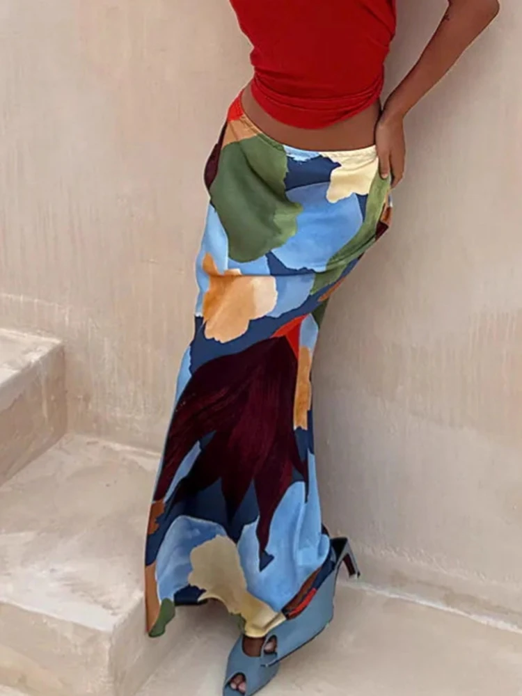 عين الشيطان المطبوعة شيك التنانير الطويلة مزاجه عالية الخصر ضئيلة التفاف الوركين التنانير سيدة أنيقة التباين اللون حزب نصف التنانير #5