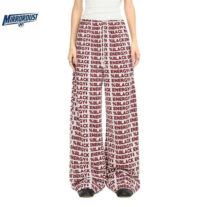 Y2K Letter Print Wide Leg Pants Men Oversized Baggy Casual Streetwear Loose Fit Fashion Trousers Hip Hop Bottoms