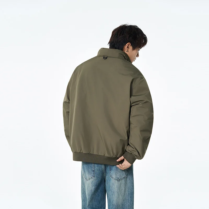 سترة قطنية مبطنة بياقة واقفة للرجال، كاجوال للعمل على الطراز الكوري، مجموعة خريف وشتاء 2025