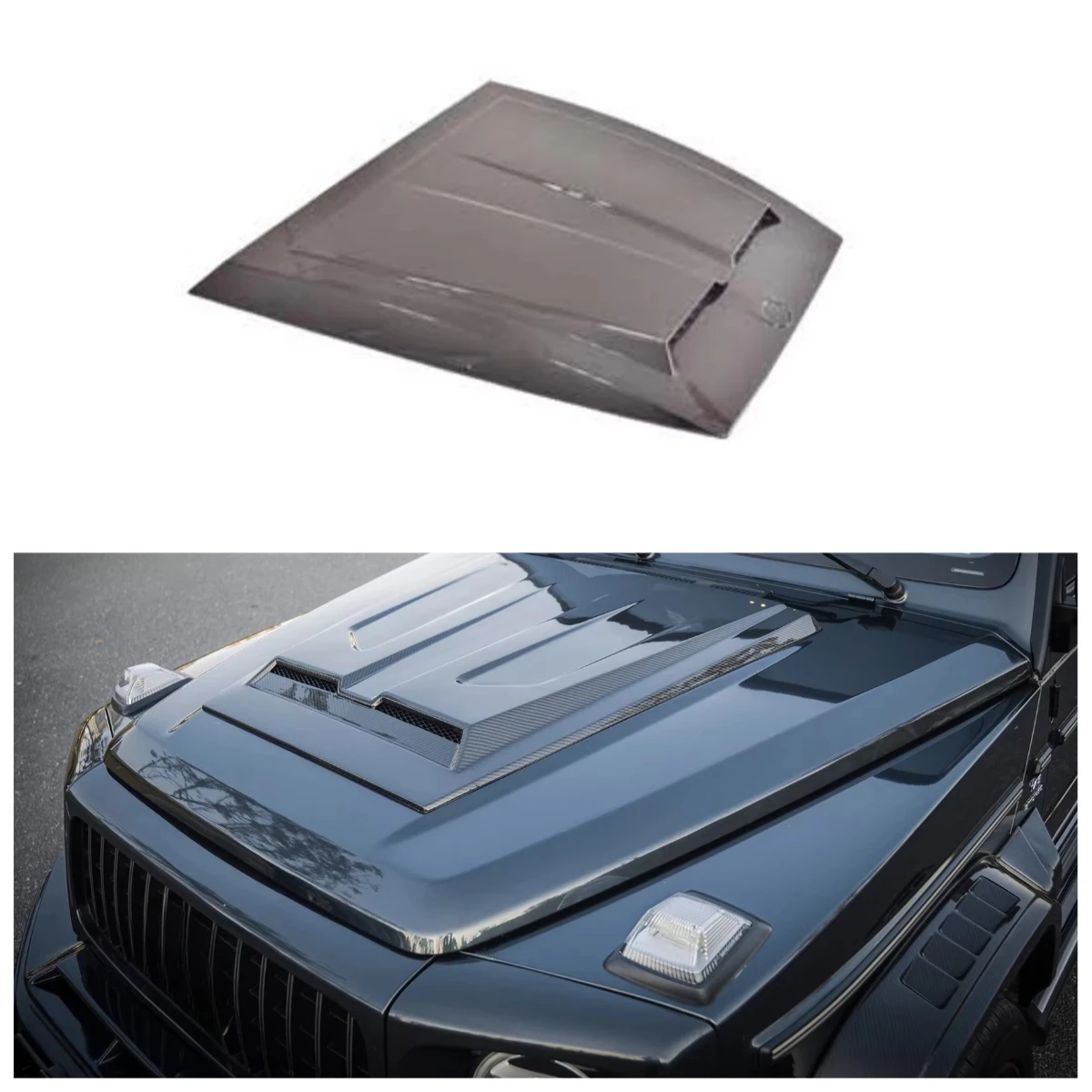 

Идеально подходящая накладка на передний бампер в стиле BRS из сухого карбона для W463 2019-2022