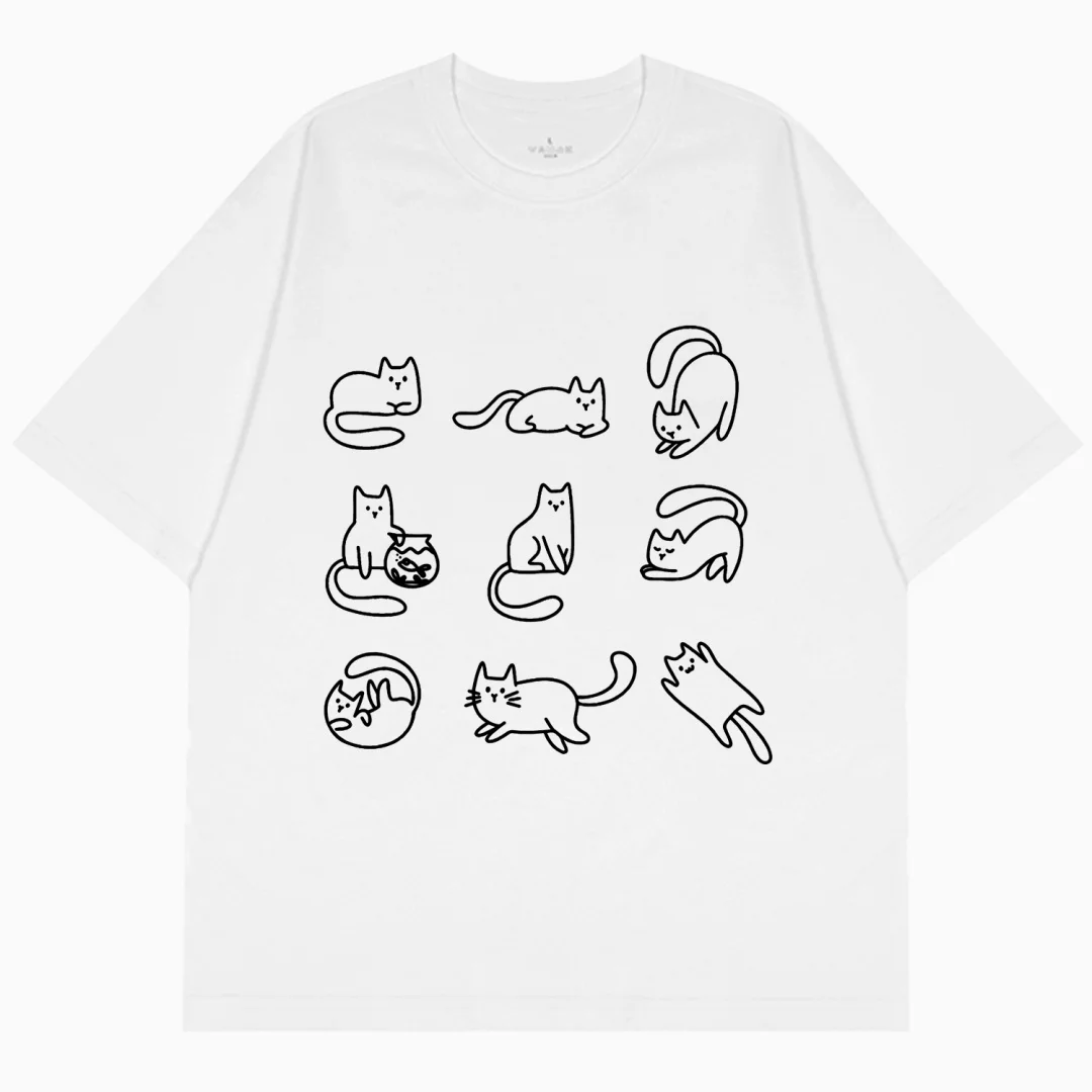 القط 9-شبكة مطبوعة الجرافيك تي شيرت الصيف موضة الترفيه الراقية تنوعا تنفس القطن الخالص الرجال والنساء تي شيرت