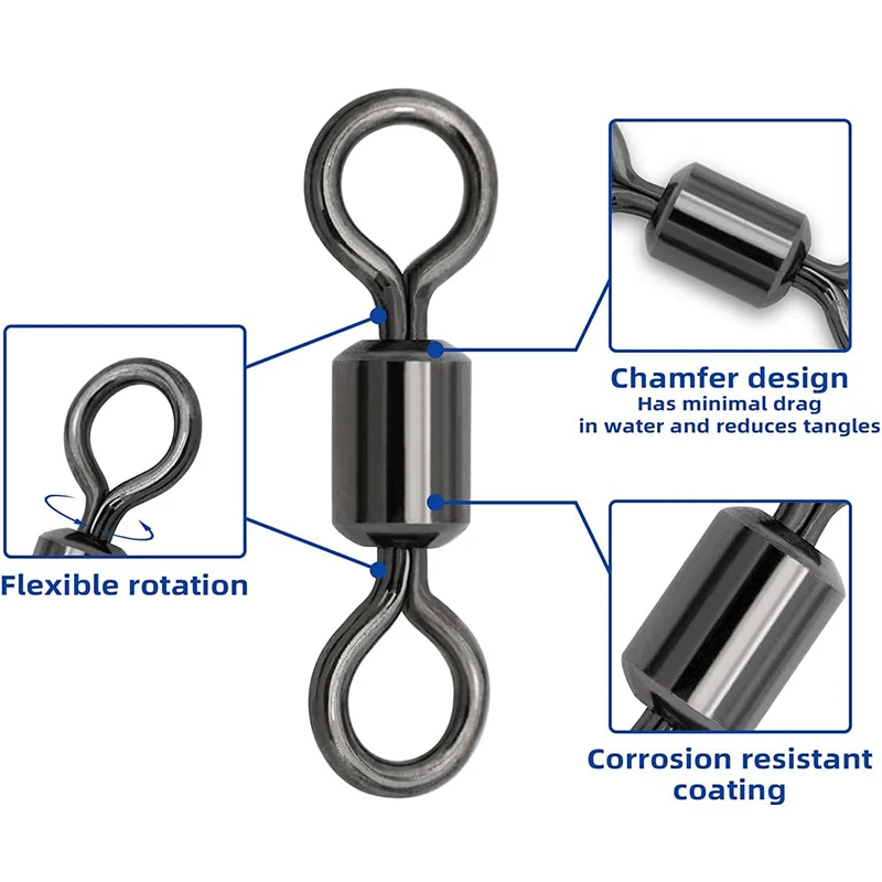 PRO BEROS-Émerillons de pêche à roulement à billes en acier inoxydable, connecteur solide, accessoires de perles, 50 pièces