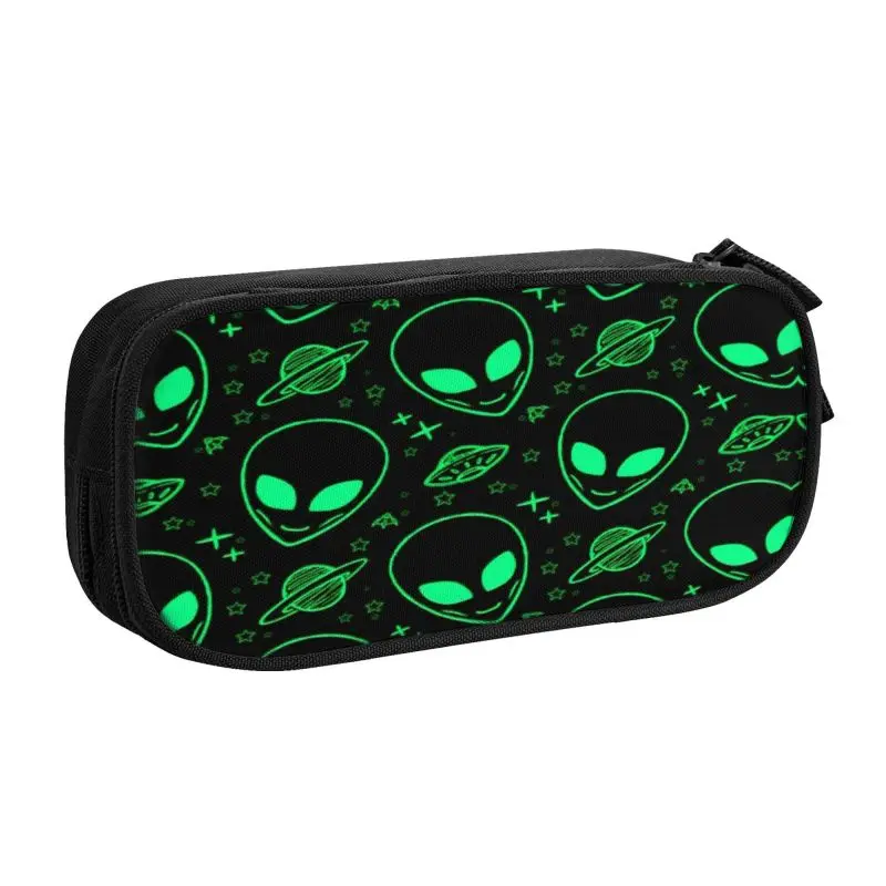 Cute Aliens And Ufo Pattern Print Pencil Cases for Boys Gilrs Large Storage Pen Box Bag School Supplies