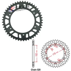 520 Motorcycle Rear Sprocket for Yamaha TT-R250 TTR250 99-06 TT500 77-80 WR125 1998